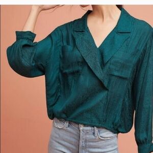 Anthropologie Maeve Green Paisley Wrap Bouse Top. Size S